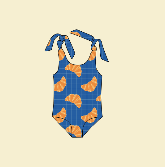 ALICE - детски цял бански с връзки на рамото *UV защита* - кроасани cobalt blue