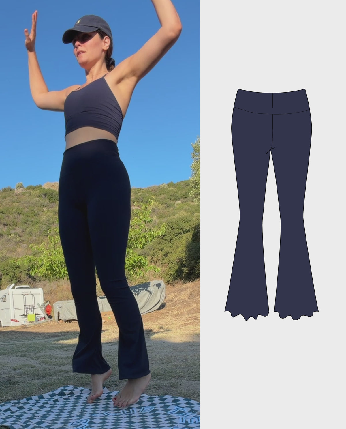 ACTIVE FLARED PANTS: RAFFLED - Blueberry Blush & Soya Milk